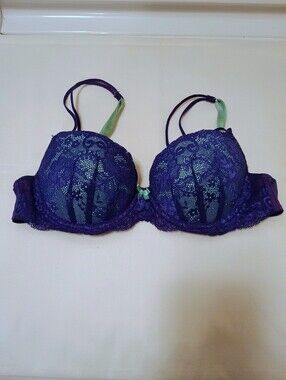 Candie's Lace Underwire Pushup Balconette Bra in Indigo/Teal